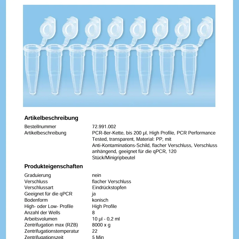 SARSTEDT 0.2ml PCR Can Stand Independently, Screw The Cap, Miniature Nut Tube  72.991.002