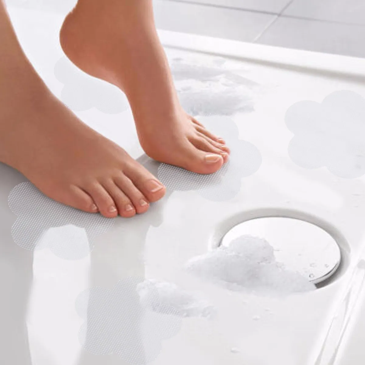 8Pcs Adhesive Anti-Slip Mat Petal Design Non-Slip Ground Mat for Bathroom Shower Kitchen Hallway Living Room Comfortable