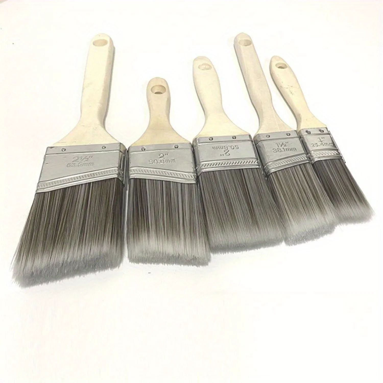 Wood Handle Paint Brushes Set, espessado cerdas macias para pintura, churrasco, limpeza, 1, 1.5, 2, 2.5 tamanhos, bilhar