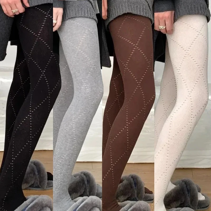 

Japanese Y2K Lolita Slimming Pantyhose Women's Tights Diamond Pattern Leggings Cotton High Elastic Non-release Leg Sockings