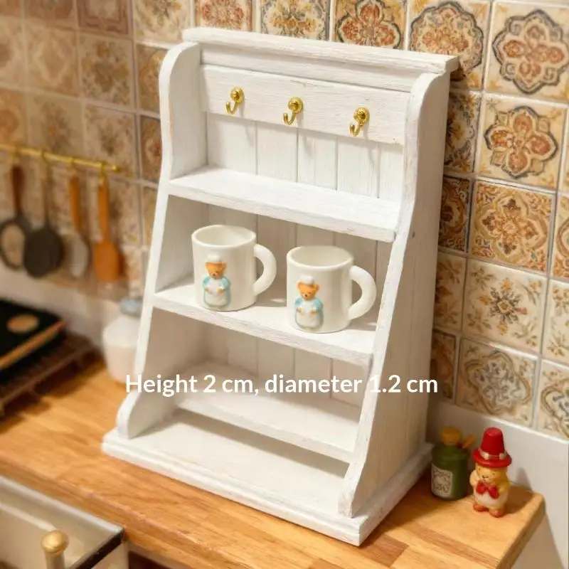 

.2Pcs Dolls House Accessories Pretend Play Toys plastic Dollhouse Home Scene Decoration Mini Dollhouse Bear Mug Water Cup Model
