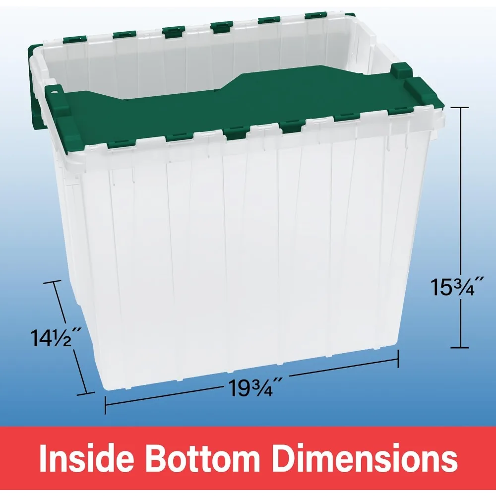 18갤런 투명 플라스틱 보관함 (뚜껑 포함), 차고용, 중첩 및 적층 가능 디자인