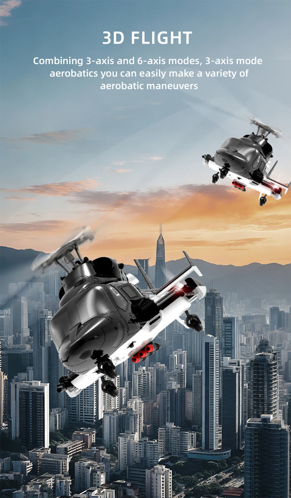 YUXIANG RC Helicopte F02-V 3D Flight Plane 6CH Dual Brushless Motor 6-Axis Gyro 1/34 Scale Airwolf Remote Control Helicopter