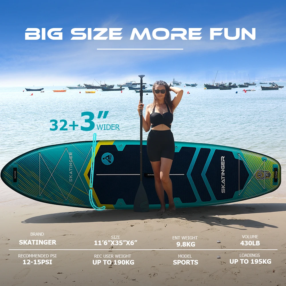 

SKATINGER 11'6''x35''x6'' Inflatable Paddle Board for Adults Waterproof Standing Style SUP Board with Accessories for Aquatic