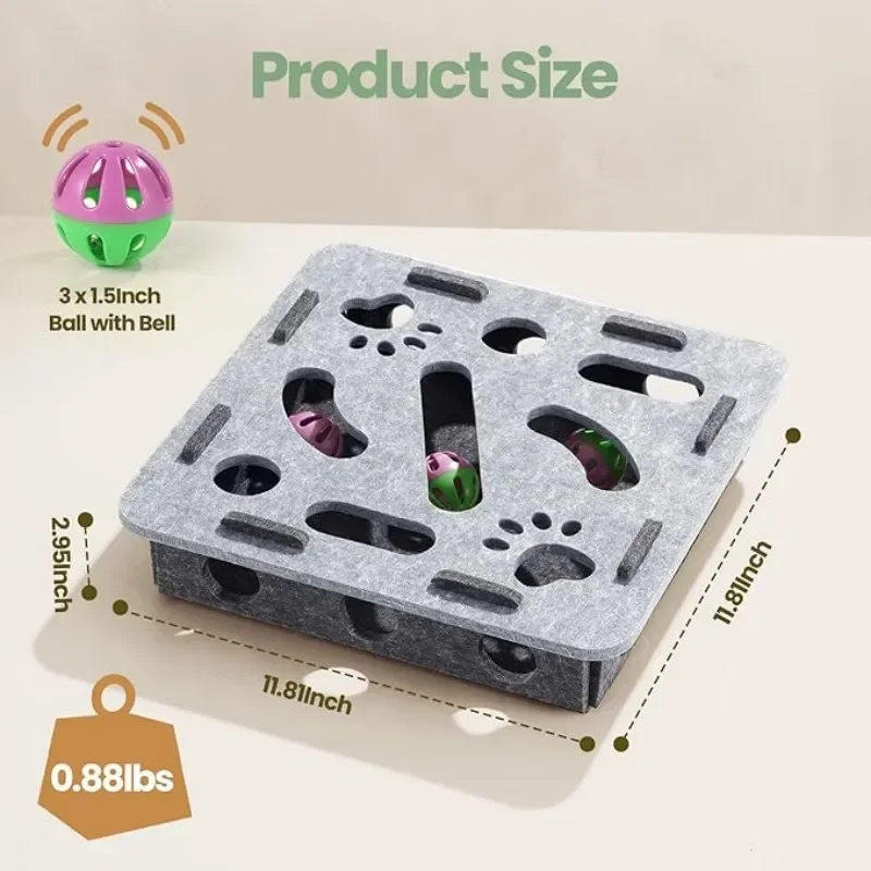 Indoor Cat Puzzle Toy Felt Exercise Box with Ball - Entertainment And Hunting Simulation for Cats Sports And Entertainment