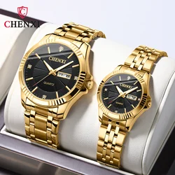 Chenxi 050A Double Calendar Men's Band Watch Stainless Steel Business Waterproof Couple