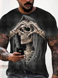 Funny Funny 3D Death Skull Print Fashion Festival Crew Neck Men Short Sleeve Outdoor Street Fashion T-shirt Everyday Casual Top