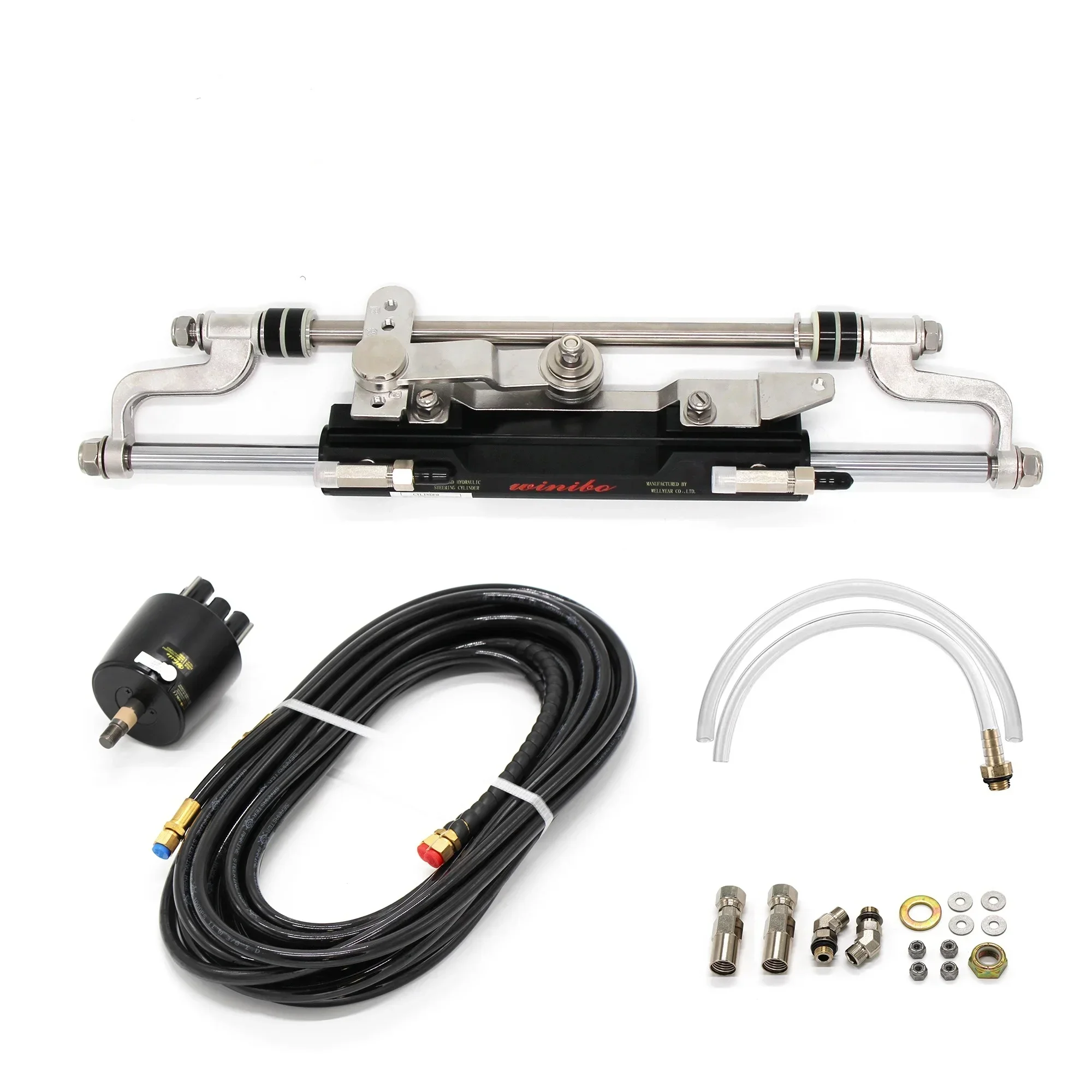 Winibo 300Hp Hydraulic Outboard Steering System 300-Series Hydraulic Cylinder Rudder Pump Tubing Fittings Ships Marine Equipment