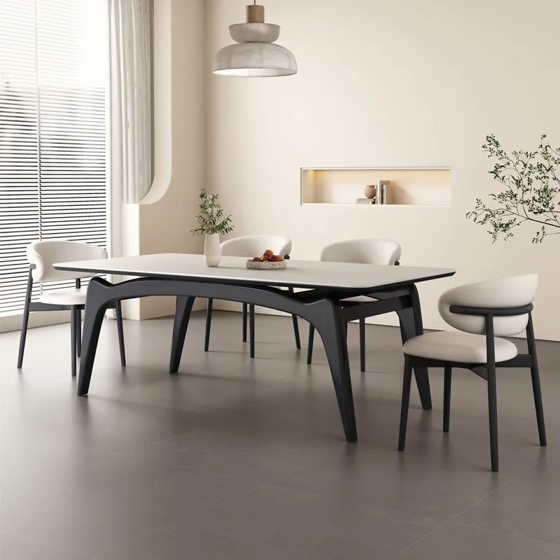 Slate dining table ash wood small apartment rectangular household solid wood dining table