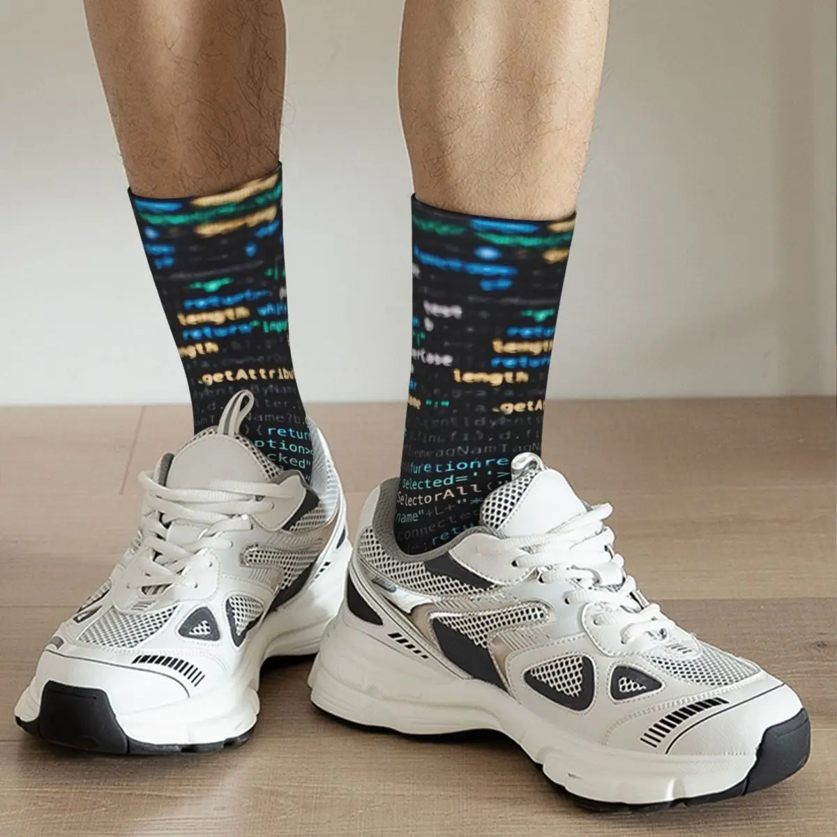 Lustig männer Socken Software Code Vintage Harajuku Codierung Geek Entwickler CPU Hüfte Hop Neuheit Crew Verrückte Socke Geschenk Muster gedruckt