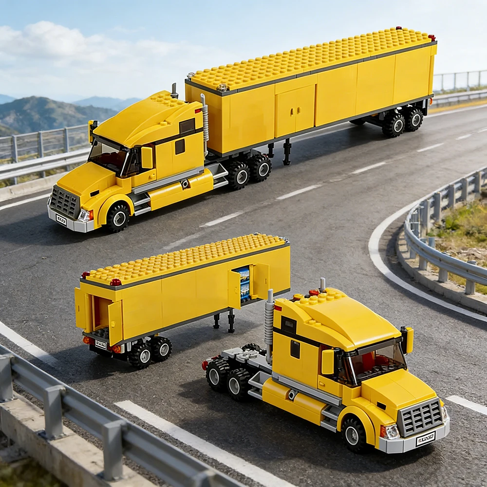 

Хит продаж 2026: Желтый грузовик-конструктор, модель для сборки, подарок для детей, игрушка для мальчиков, на Рождество и день рождения