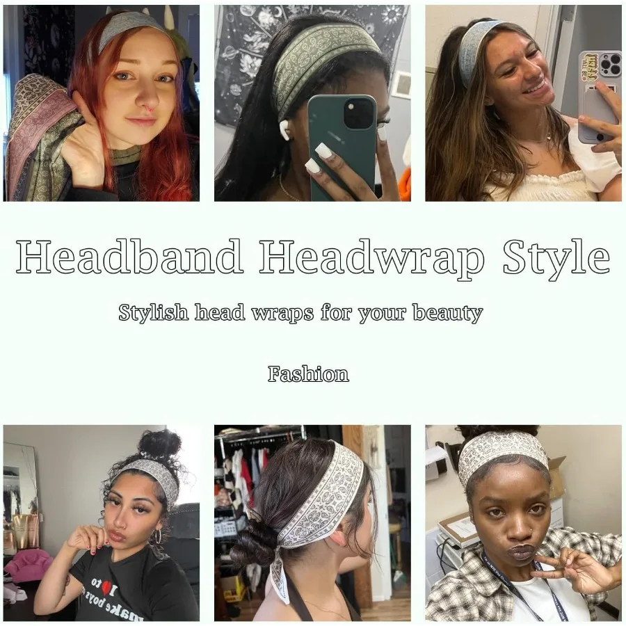 4 قطعة الأوشحة الموضة للنساء متعددة الوظائف بوهو الأوشحة Headbands وشاح من الساتان لحقيبة إكسسوارات الشعر مثالية للصيف O