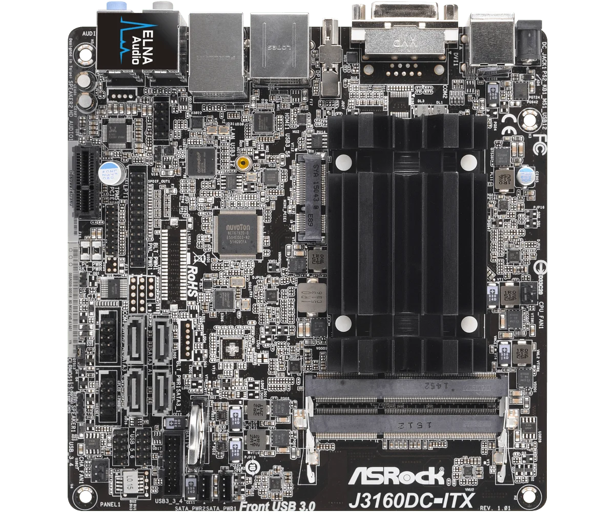 ASRock J3160DC-ITX  Motherboard Intel Quad-Core Processor J3160 2xDDR3 16GB  USB 3.1 HDMI Mini-ITX