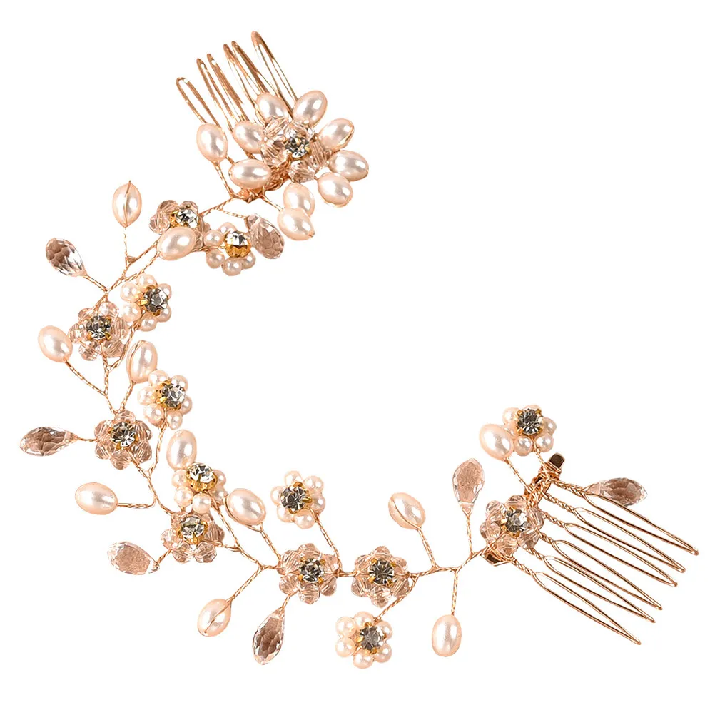 Crystal Flower Hair Comb for Wedding – Pearl Floral Bridal Headdress Accessory for Ceremony & Anniversary