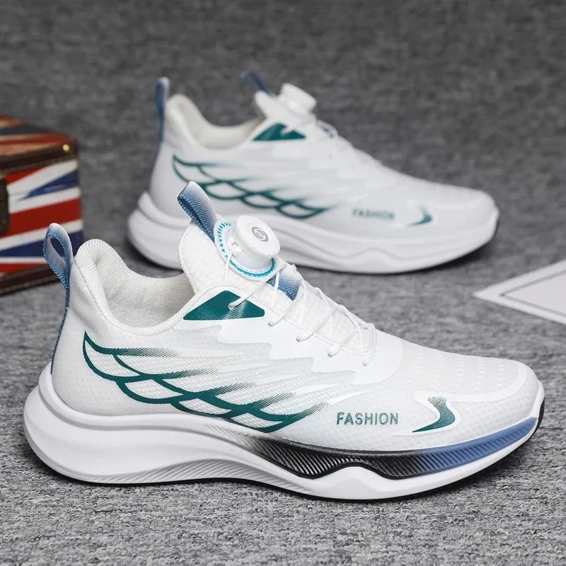 Rotating Buckle Sports Shoes for Men Height Increasing Breathable Anti Slip Mesh Running Shoes Youth Male Casual Sneakers