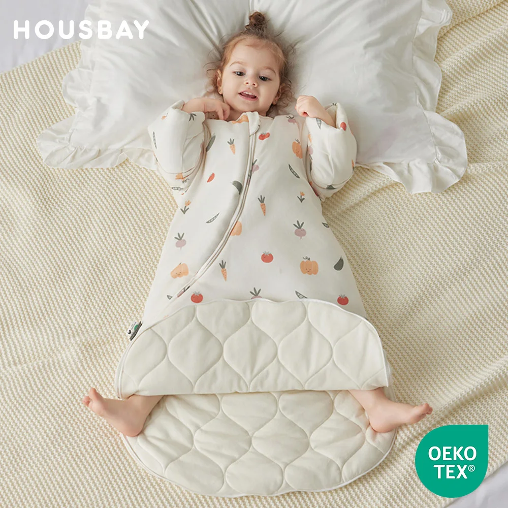 

Детский спальный мешок для детей 0-24 месяцев со съемными рукавами, противоударное одеяло, носимые детские спальные мешки, бежевый с принтом для девочек и мальчиков