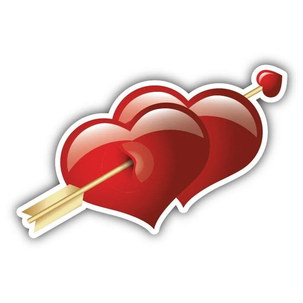 Heart Couple Arrow Valentines Day Love Vinyl Sticker Decal for Car Body and Travel Bag Art Pattern Decoration