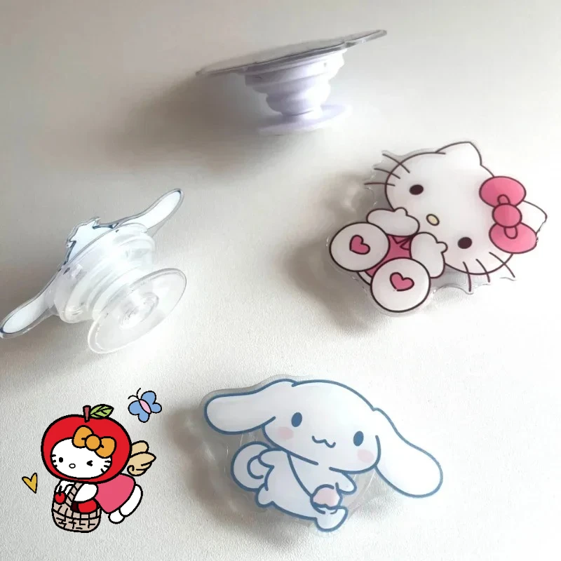 سانريو مرحبا كيتي حامل هاتف البنصر حامل قابل للطي حامل جوّال بلاستيكي حامل المقبس قابلة للتمديد قبضة الاصبع للهاتف المحمول #1