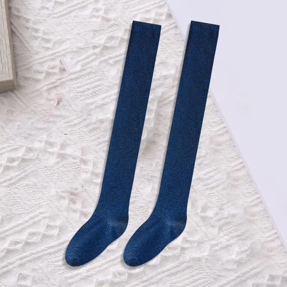 

Long Cotton Socks Over-the-knee Glitter Socks Breathable Elastic Winter Legwear Comfortable Solid Color Long Socks for Women