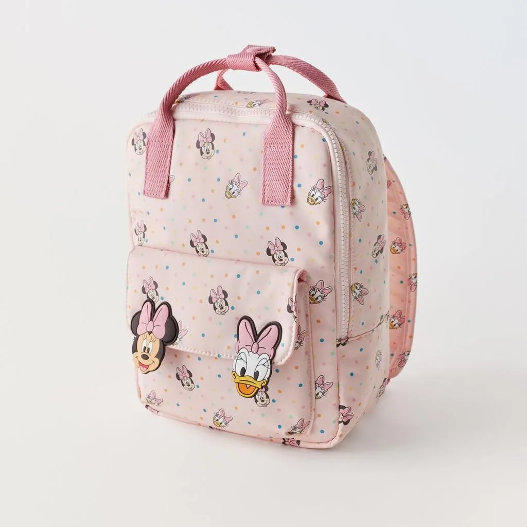 Disney-Bolso de Minnie Mouse para niños, mochila rosa con estampado de dibujos animados para bebé, mochila escolar de moda, regalo para niña, 2024