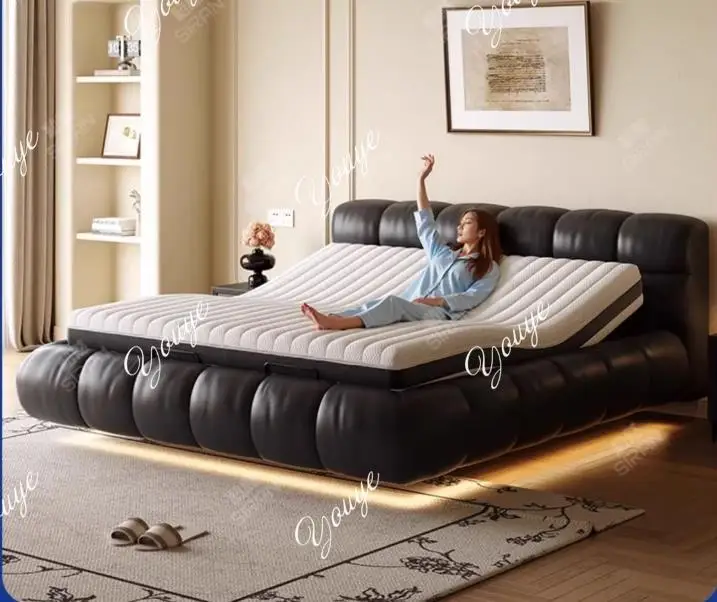

Fully automatic smart electric bed can voice zero gravity coax sleep massage lift bed master bedroom double bed puff