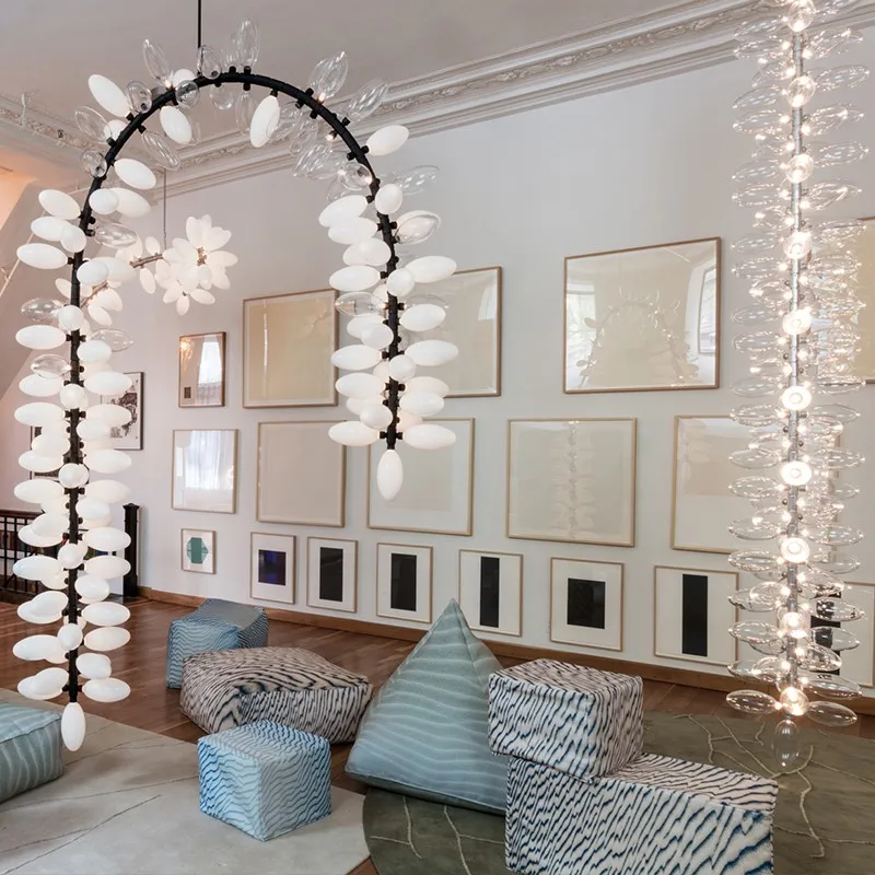 American Luxury Grape Motif Pendant Lamp Metal Glass Brass Black Silvery Finish Dimmable Ceilings Lustre