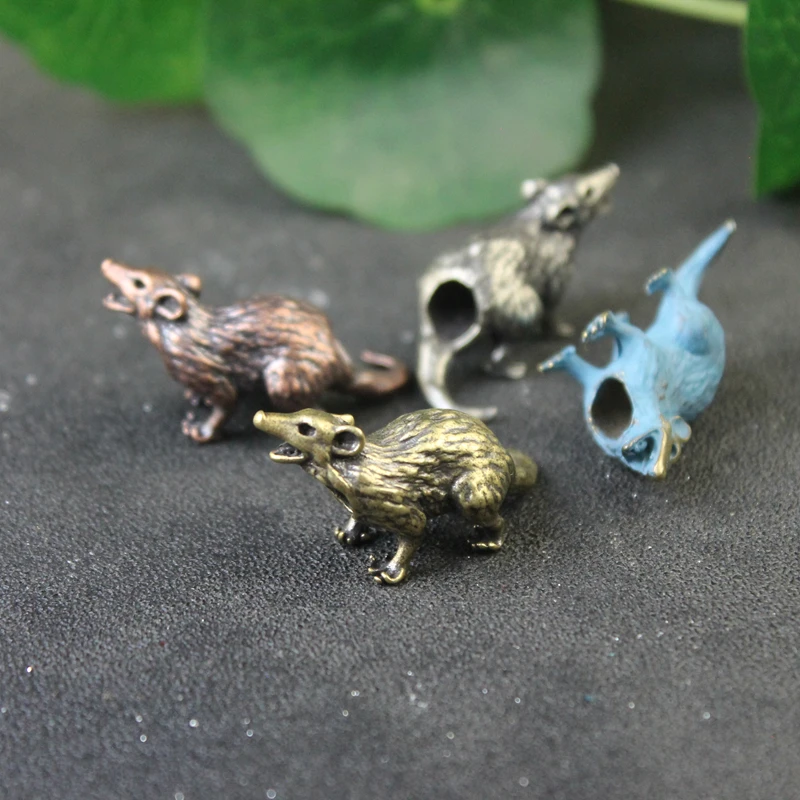 Zodiac Animal Rat Figurines Brass Knife Beads Flashlight Lanyard