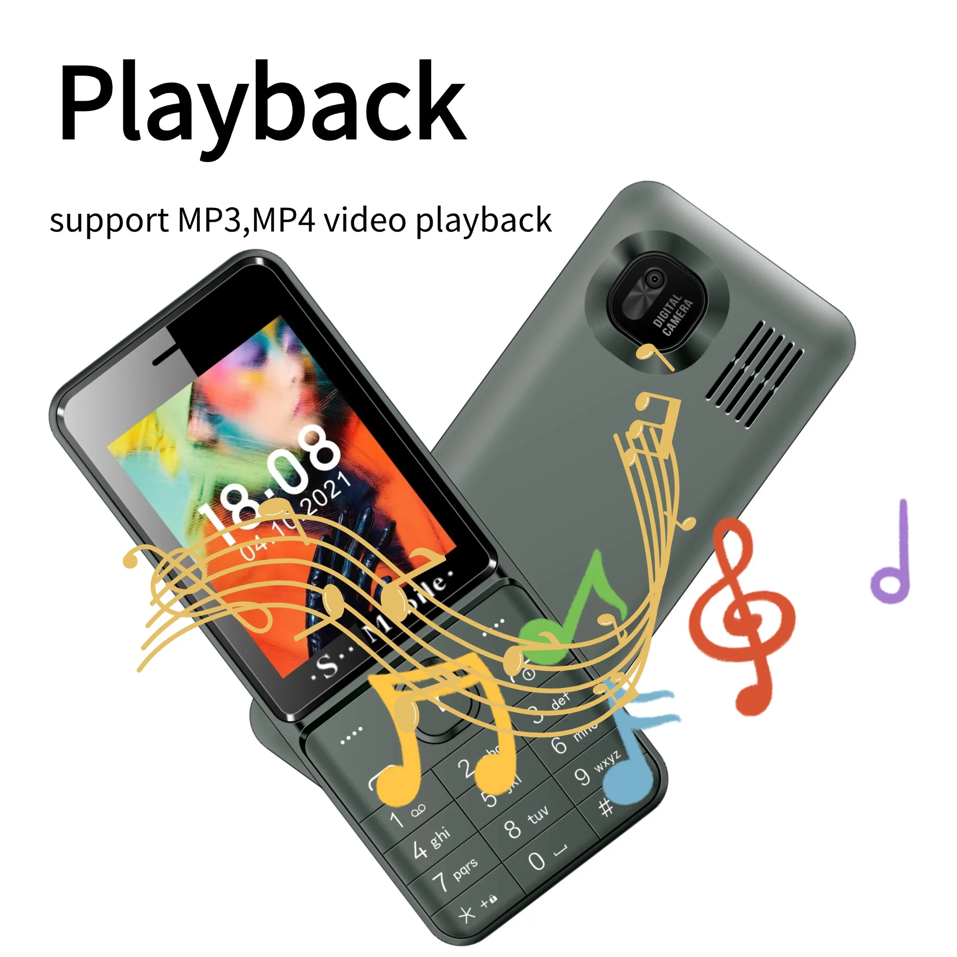 Unlocked 4 Quad Sim Senior Phone 2.8" Big Display Durable Quick Dial Flashlight Large Button Loud Voice Slim Elderly Cellphone