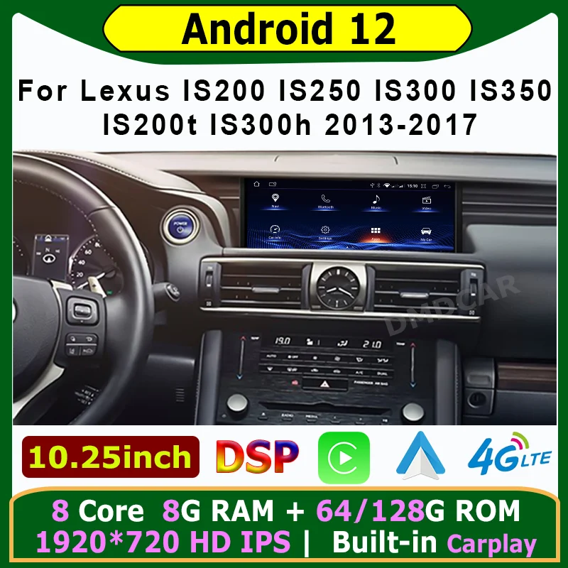 

Android 12 128GB CarPlay Autoradio For Lexus IS 200 250 300 350 200t 300h 2013 -2017 Car Radio Multimedia Video Player Stereo 4G