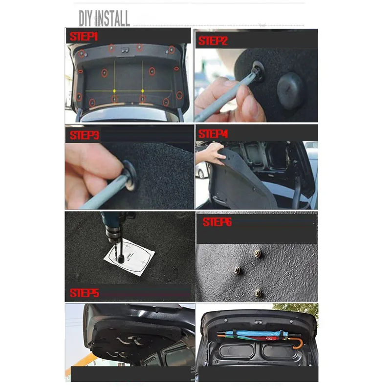 1 Pair Car Trunk Mounting Bracket Umbrella Holder Towel Clothing Handbag Hook Organizer Fastener With Screws Car Accessories