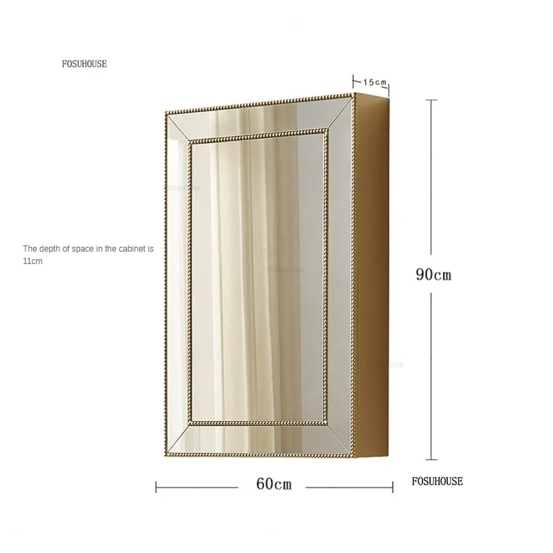 Light Luxury Smart Bathroom Cabinets Wooden Makeup Mirror with Light European Wall Mounted Mirror Cabinet Modern Home Furniture