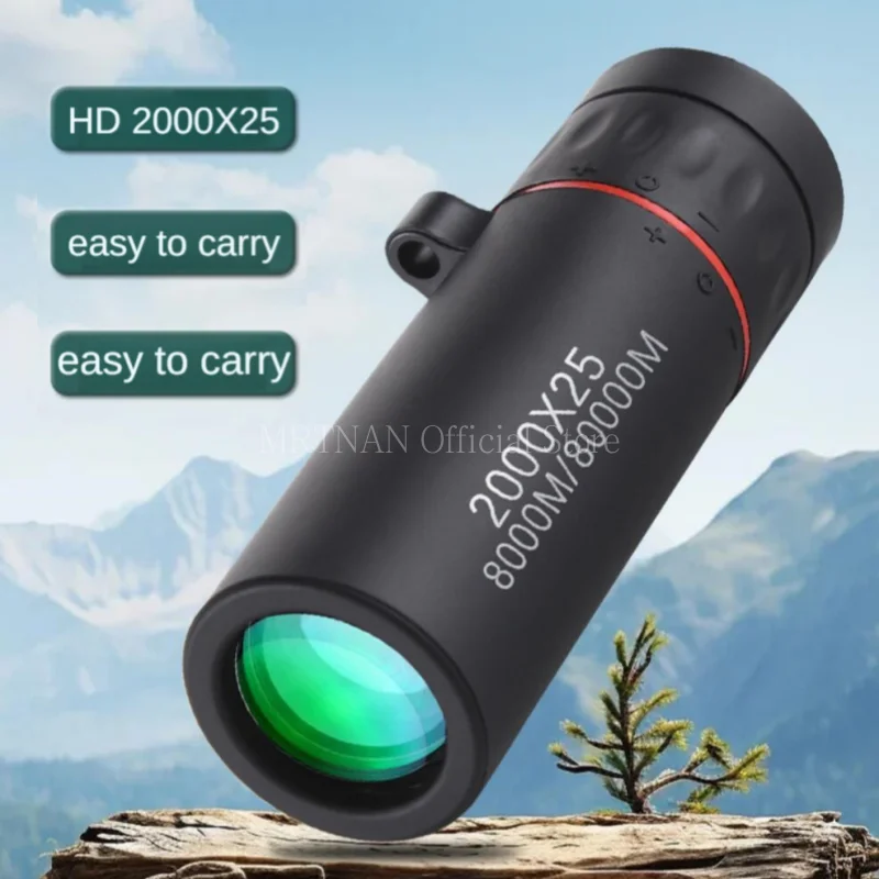 Outdoor 2000x25 HD Monocular Telescope Mini Portable Mobile Phone Telescope with Holder Camping Hunting Birdwatching Telescopes
