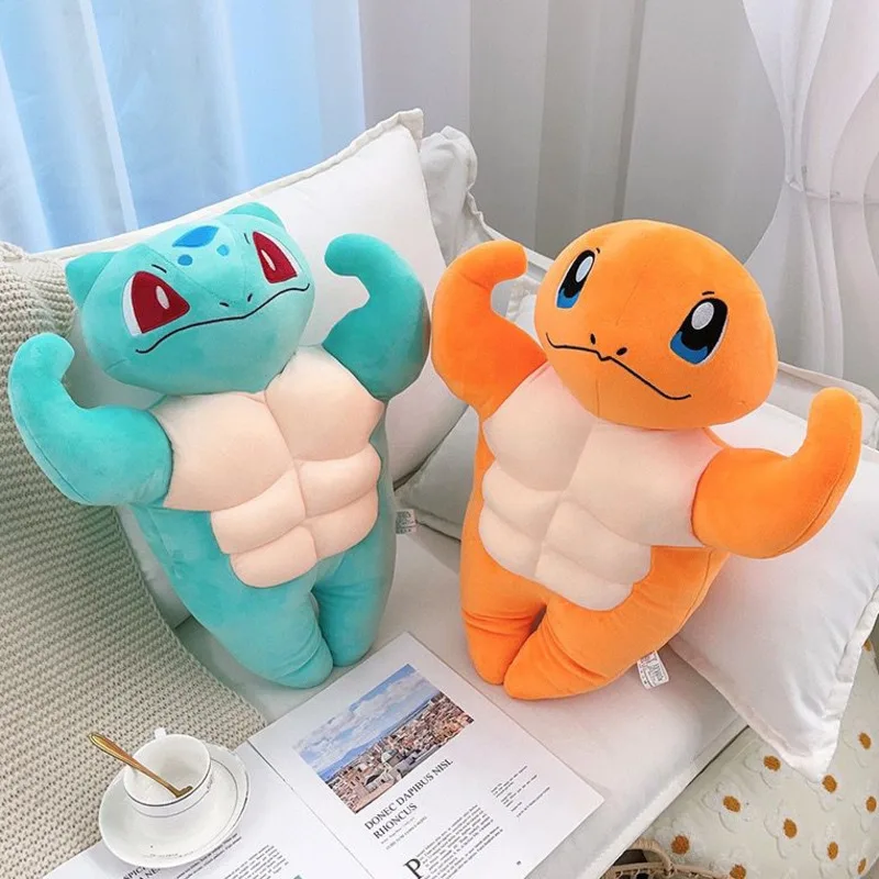 

Pokemon Cartoon Psyduck Bulbasaur Charmander Plush Toy Creative Strong Muscle Animal Stuffed Doll Room Deocr Cushion Gift