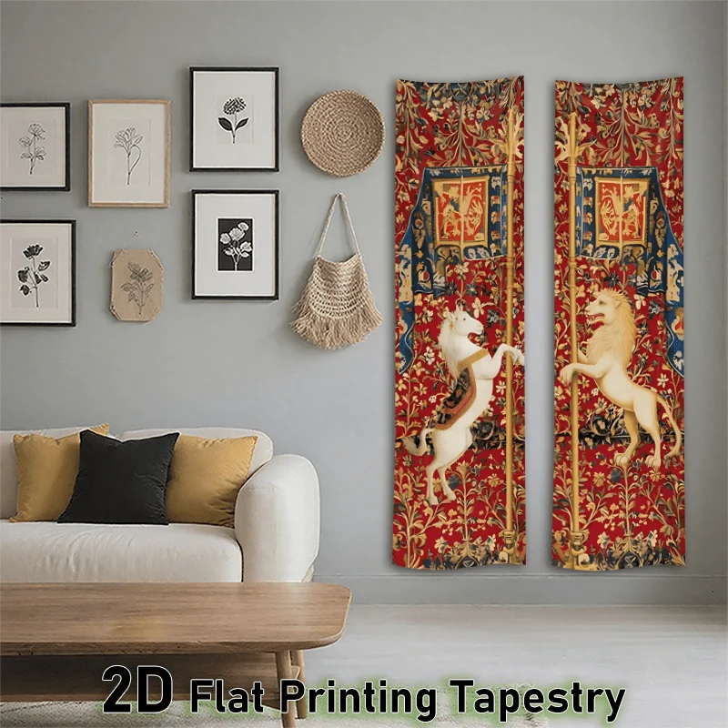 Tapestry for Bedroom Tapestry Anime 2D plane decoration painting, 2D plane decoration painting - 2-piece noble unicorn vertical