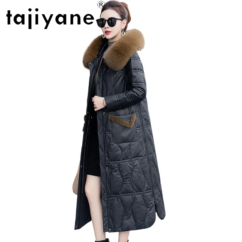 TAJIYANE Pelle di pecora Piumino d'anatra Donna Collo di pelliccia di volpe Giacche in vera pelle Capispalla da donna premium 2025 Abbigliamento invernale da donna
