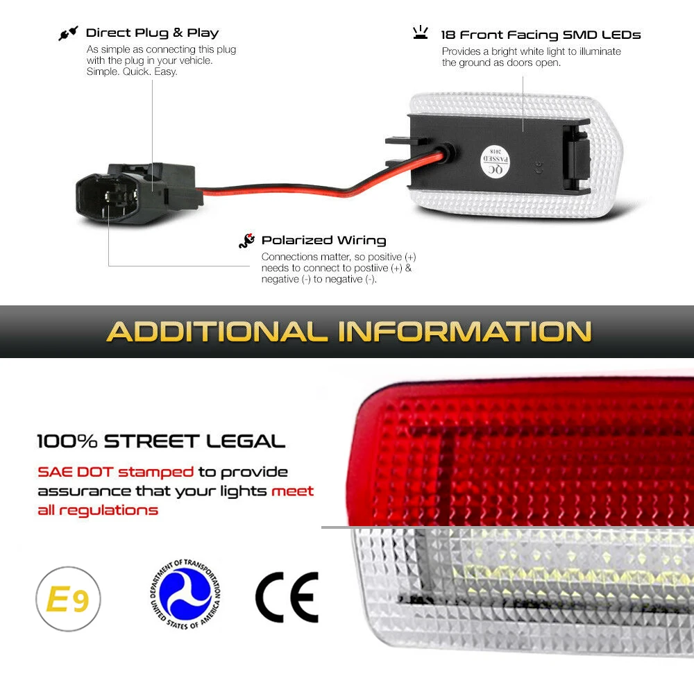 LED Door Courtesy Lights For Toyota GT86 Corolla Camry Prius Tundra Highlander 4Runner Land Cruiser Sienna Avalon Sequoia Venza