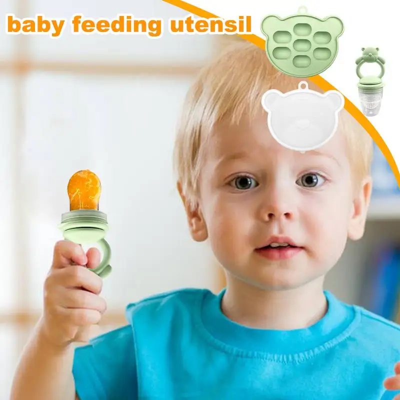 

Baby Food Feeder Baby Food Freezer Tray With Lid Dishwasher Safe Breastmilk Popsicle Molds Silicone Teething Toys For Toddler