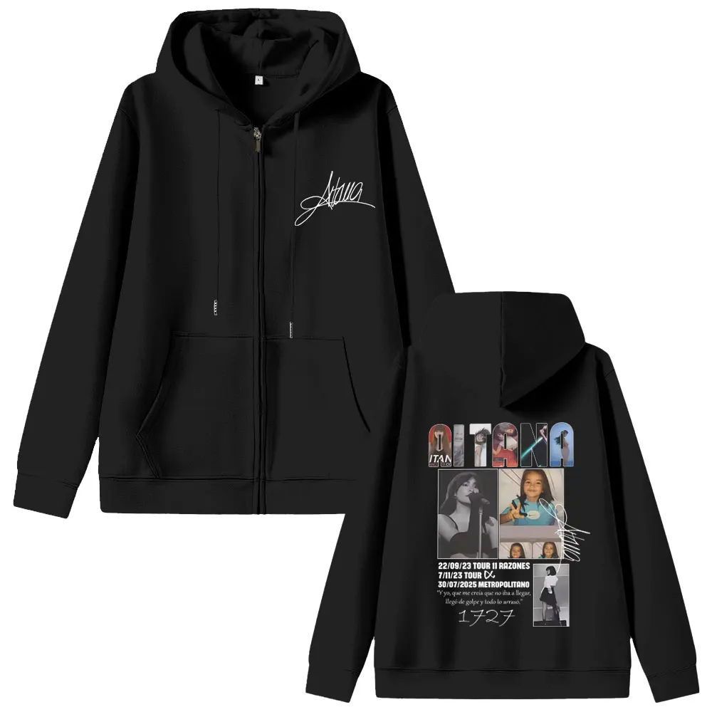 Singer Aitana Album Cover Logo Graphic Zipper Hoodie CUARTO AZUL World Tour 2026 Zip Up Hoodies Men Women Fashion Oversized Coat