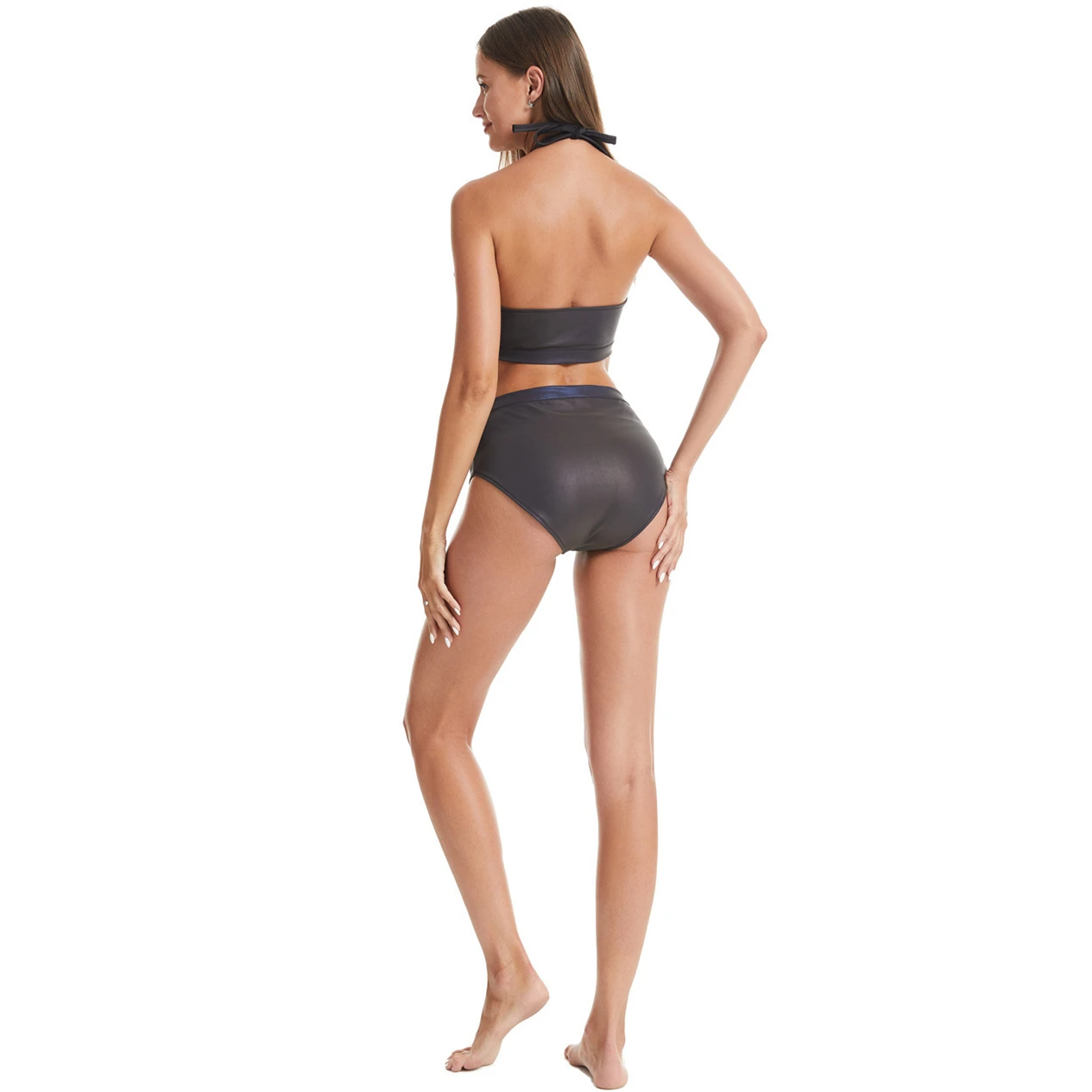 Reflective Sexy Women Bikinis Set 2 Piece Suit Sexy Halter Top & Triangle Fit Tight Swimsuit for Rave Festival Summer Party