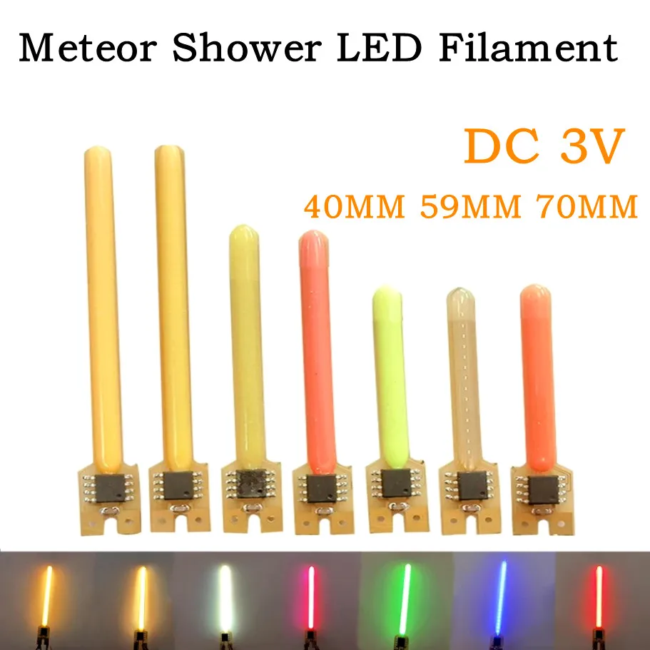 DC3V Multicolour LED Meteor Shower Flowing Water Lamp LED COB Filament Diodes 2200K Blue Red Green Pink Incandescent Light Parts