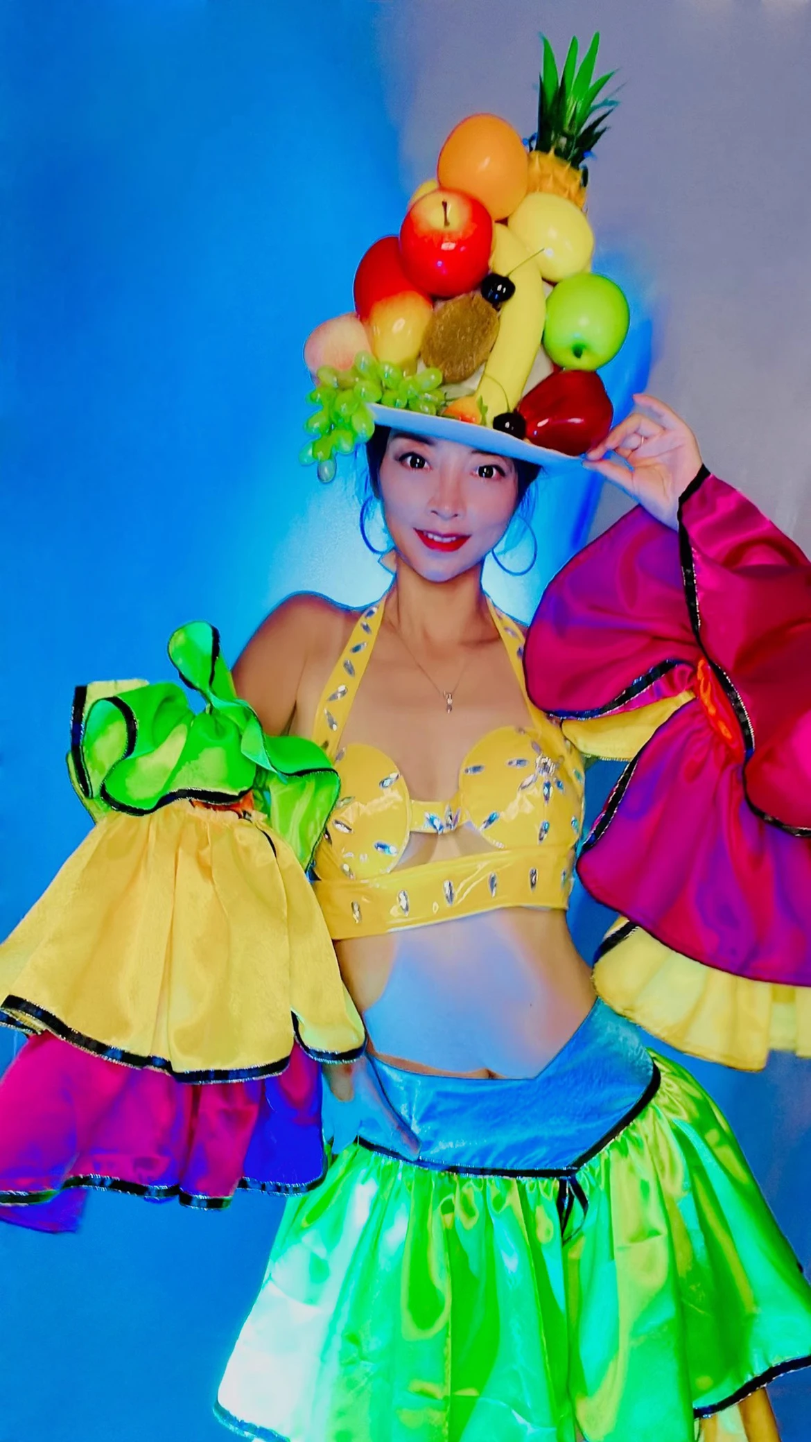 Candy Color Stage Costume Big Sleeve Bikini Nightclub Dancer Performance Clothes Carnival Clothing Gogo Dance Outfit VDB7014