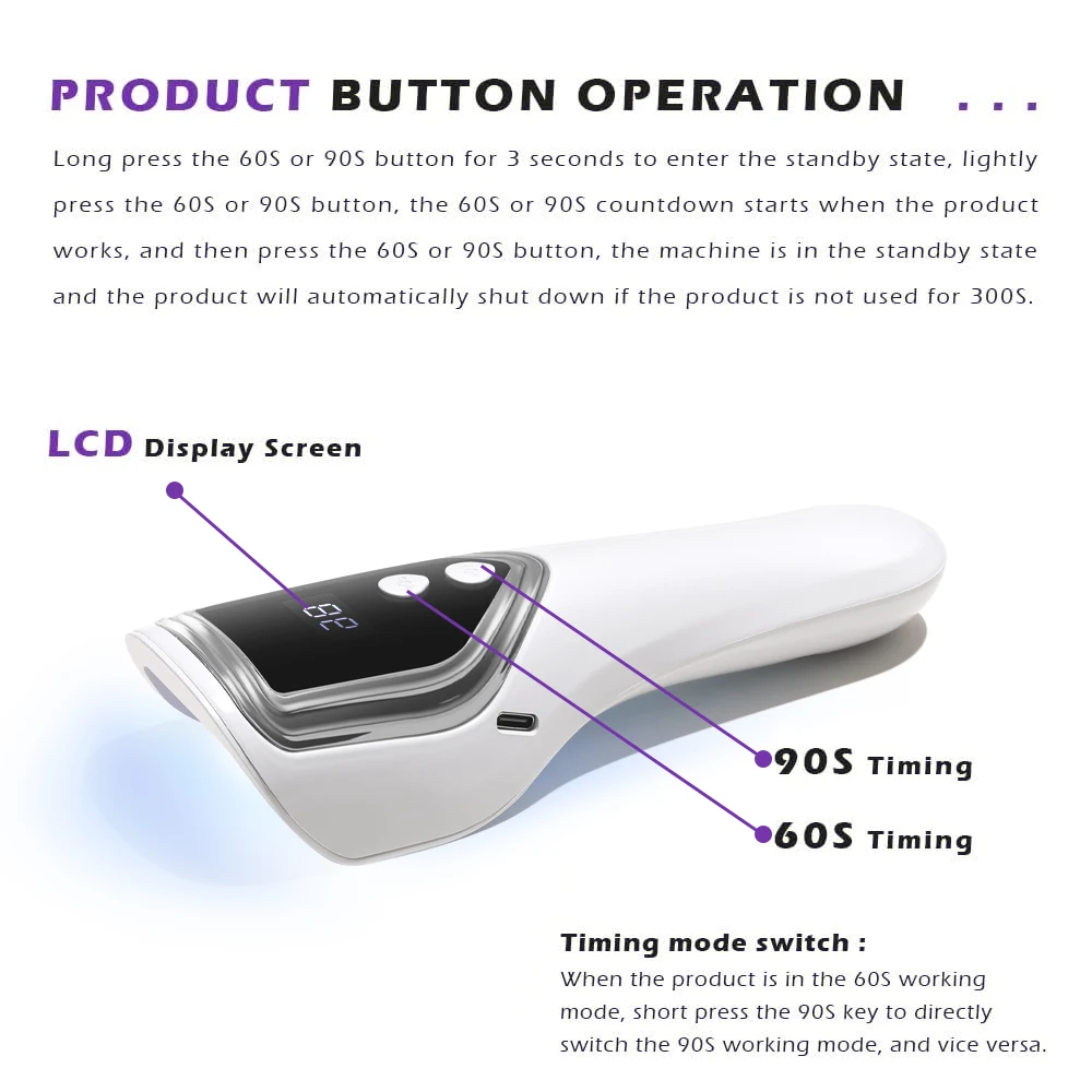 LINMANDA Handheld Ultraviolet Lamp Suitable for Gel Nails Portable Mini Nail Lamp Led Flash Nail Curing Rechargeable Nail Dryer