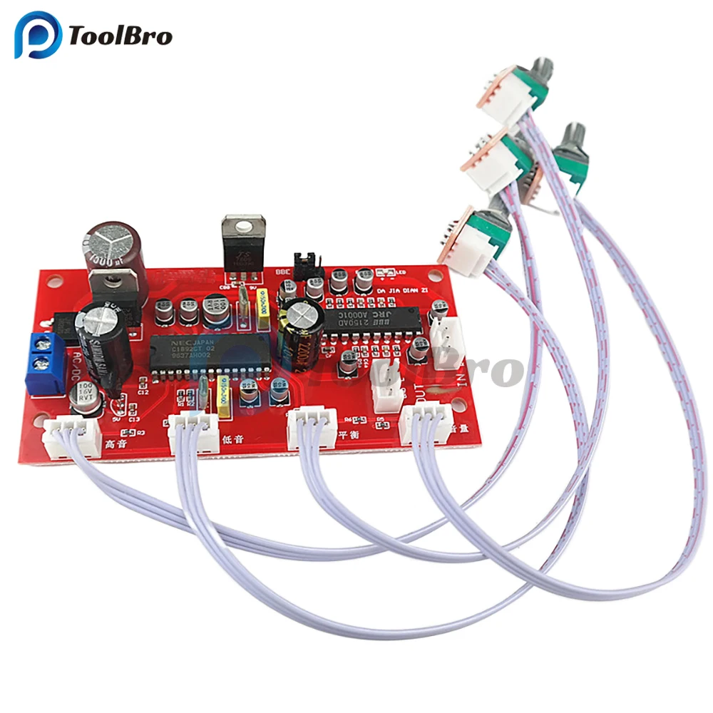 UPC1892+JRC2150 HiFI Preamplifier Power Amplifier Board DC 12.5-24V AC 9-16V Treble Bass Balance Volume Control BBE Preamp