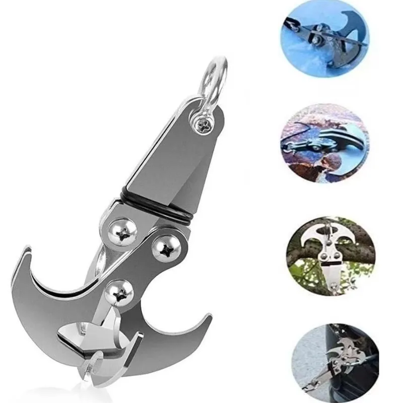 Stainless Steel Rock Climbing Grab Hook Portable Multi-functional Rescue Claw for Outdoor Adventure Climbing Folding Grab