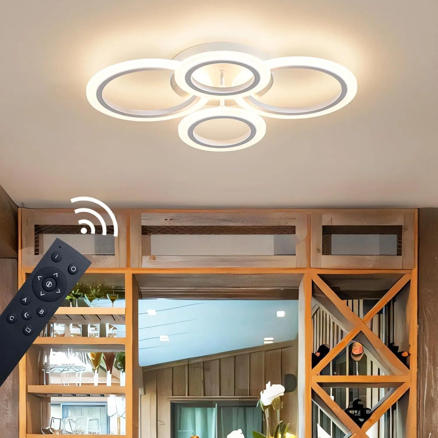 

Modern LED Ceiling Light 4 Rings Flush Mount Ceiling Light 4000K Ceiling Lamp for Kitchen Bedroom Living Room Laundry Room