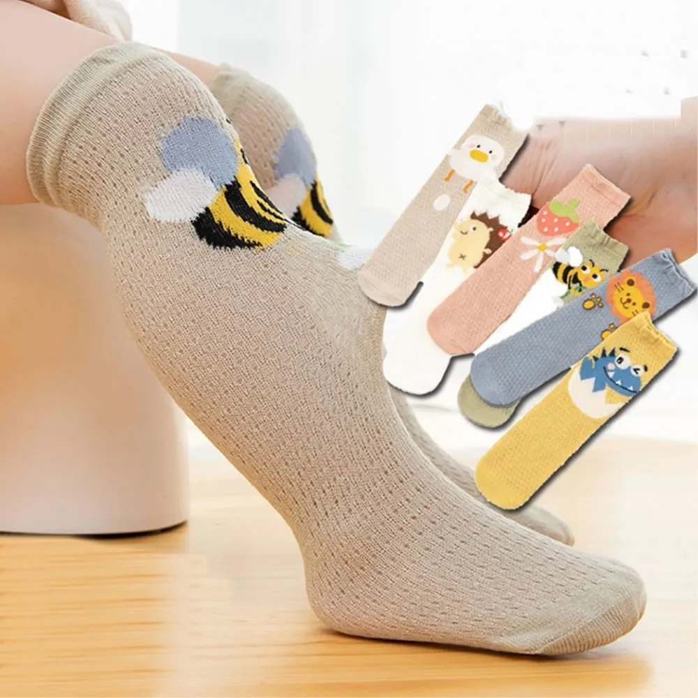 

spring summer mesh cartoon anti-mosquito socks without with cylinder infants stockings 1-8 years old toddler knee high sock