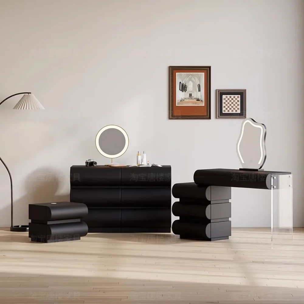 الحديثة للتمديد دولاب الزينة الفاخرة الأسود درج تخزين منضدة الزينة مرآة غرفة نوم Camas Y Muebles اكسسوارات المنزل #3