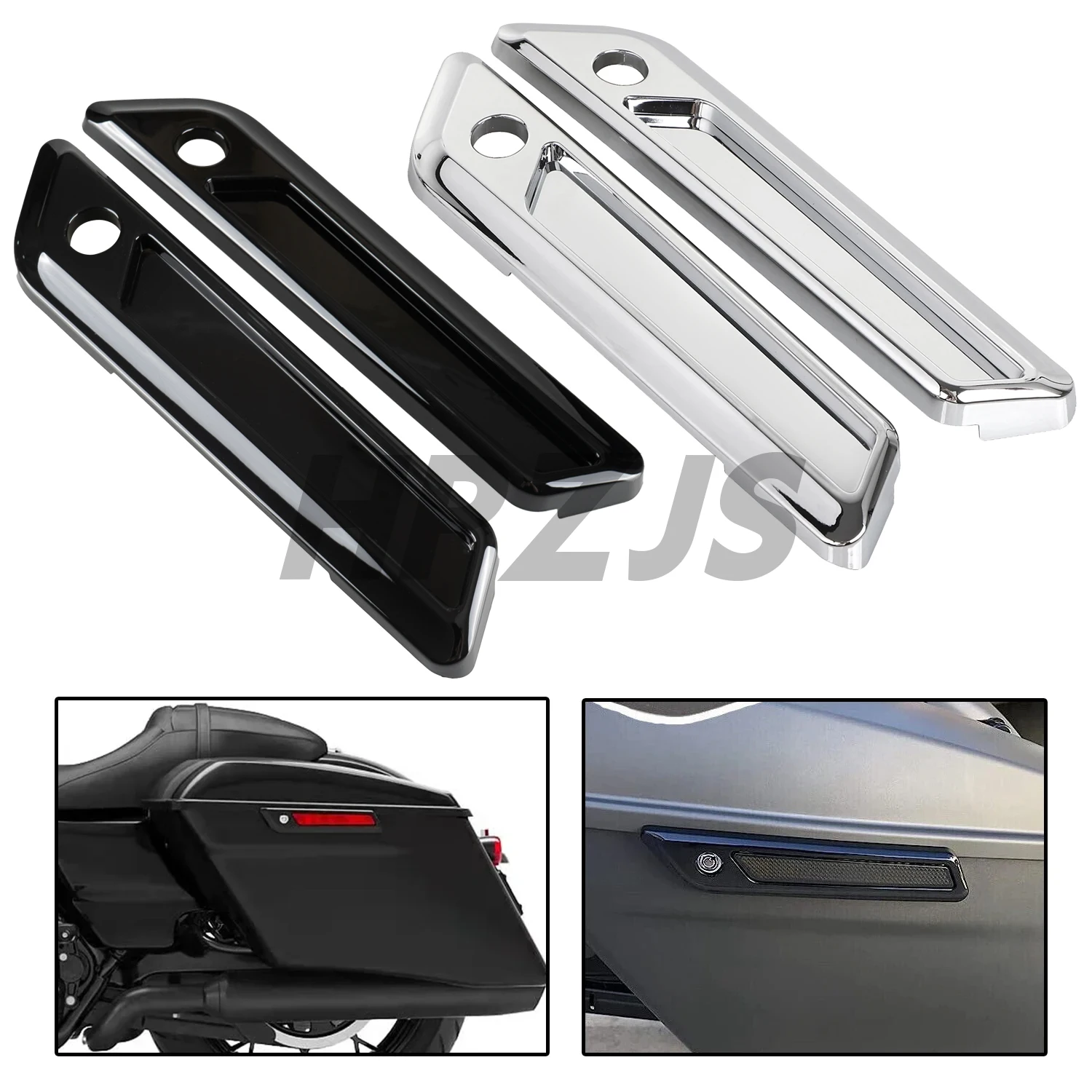 

Motorcycle Saddlebag Hinge Latch Cover Chrome/Black For Harley Touring Road King Electra Street Glide 2014-Later ABS Plastic