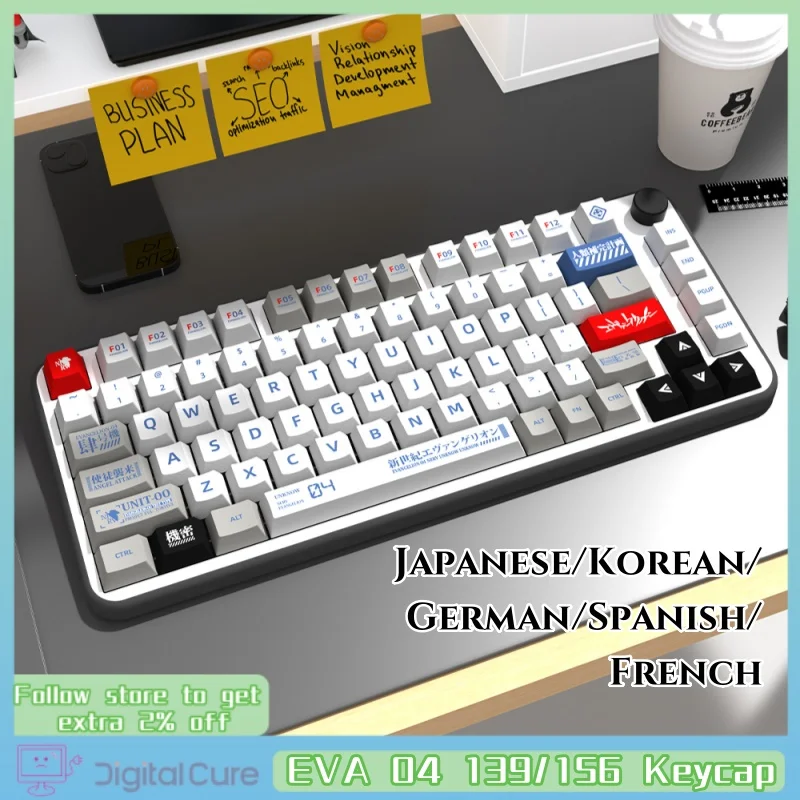 2024 Eva 04 139/156 Key Japanese/Korean/German/Spanish/French Pbt Keycaps Iso Layout Cherry Profile Gmk Mechanical Keyboardcap