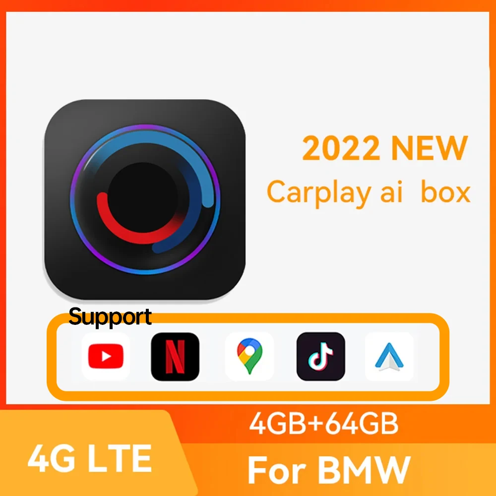 Crbrillar Wireless Carplay Mini AI Box Apple Carplay Android Auto Youtube Netflix Play for Audi Benz Mazda Toyota 4G LTE GPS